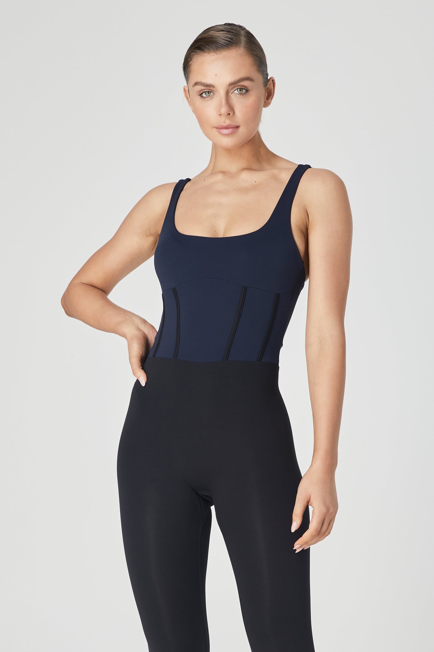 Ithaca Bustier Bodysuit - Navy/Black - 1Ō8 SPORTIF