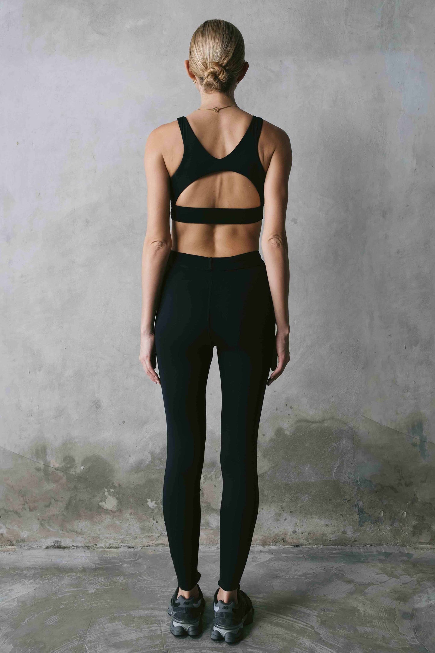 Emery High Neck Jacquard Crop - Black