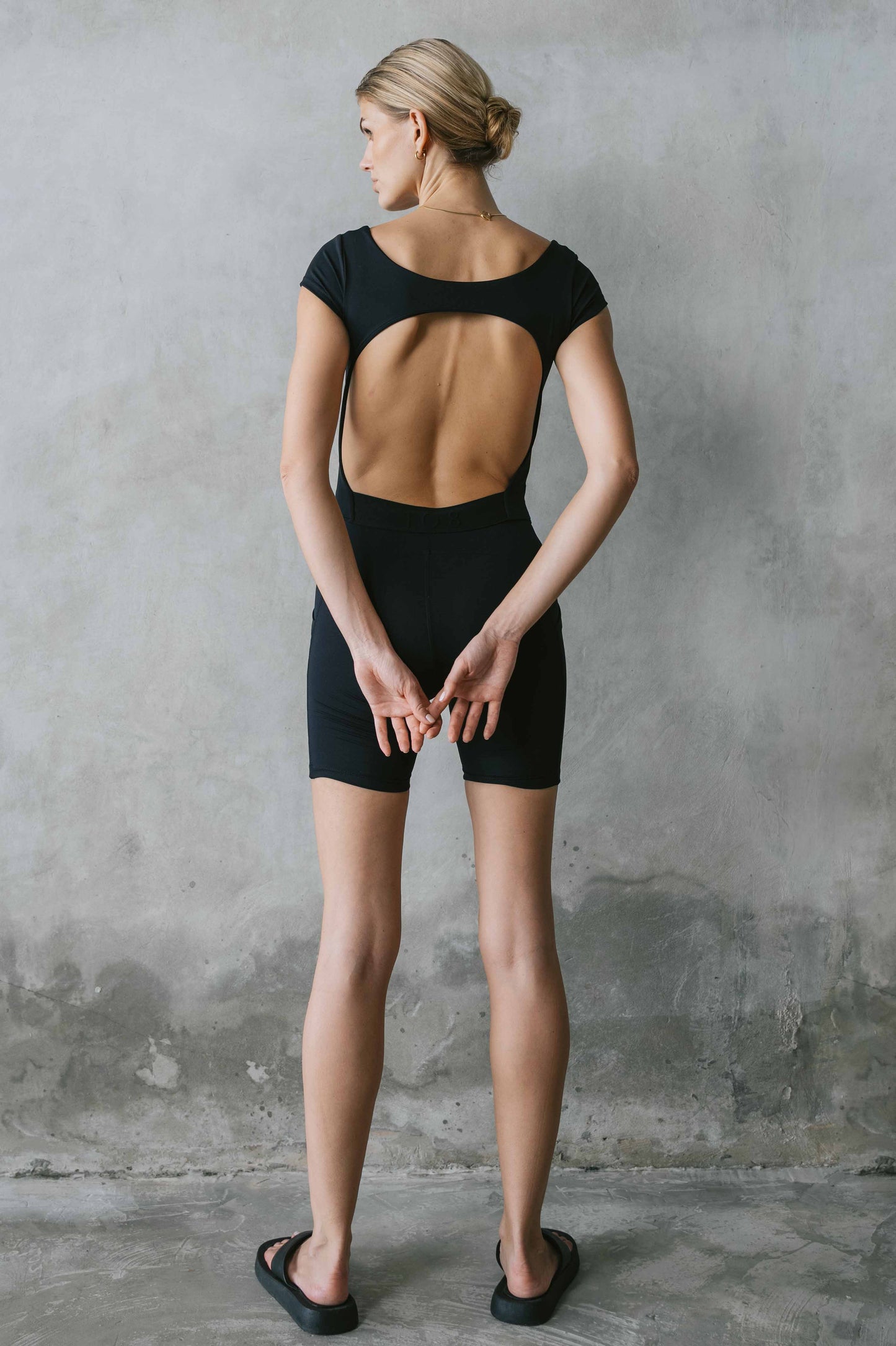 Kloe Cap Sleeve Short Bodysuit - Black