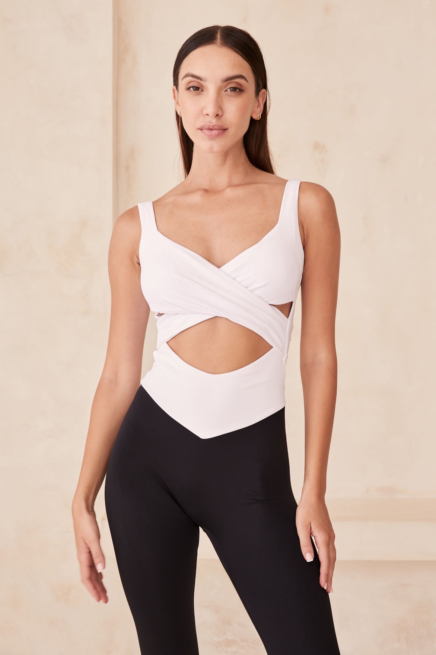 Idallia Wrap Bodysuit - White/Black