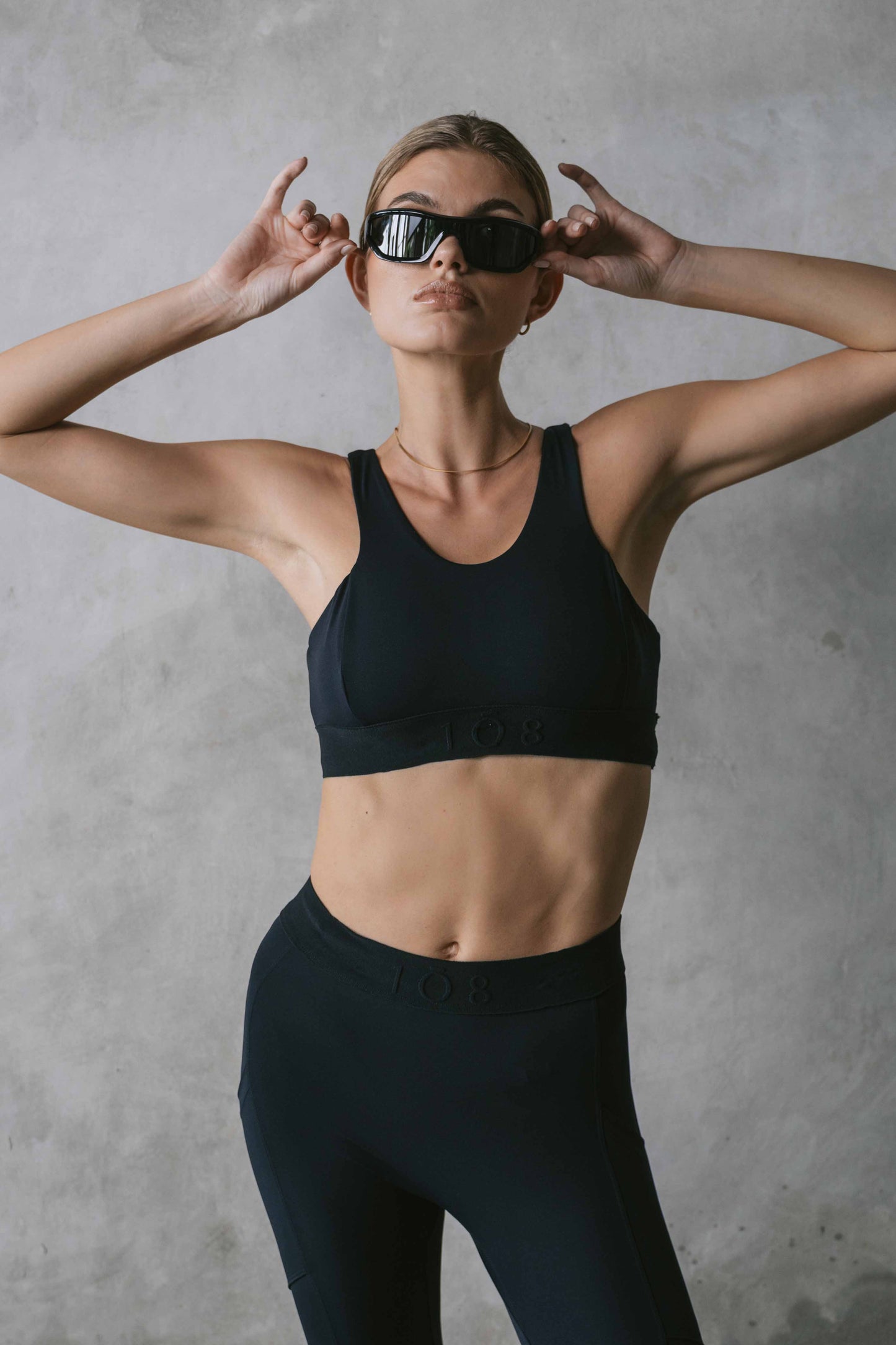 Emery High Neck Jacquard Crop - Black