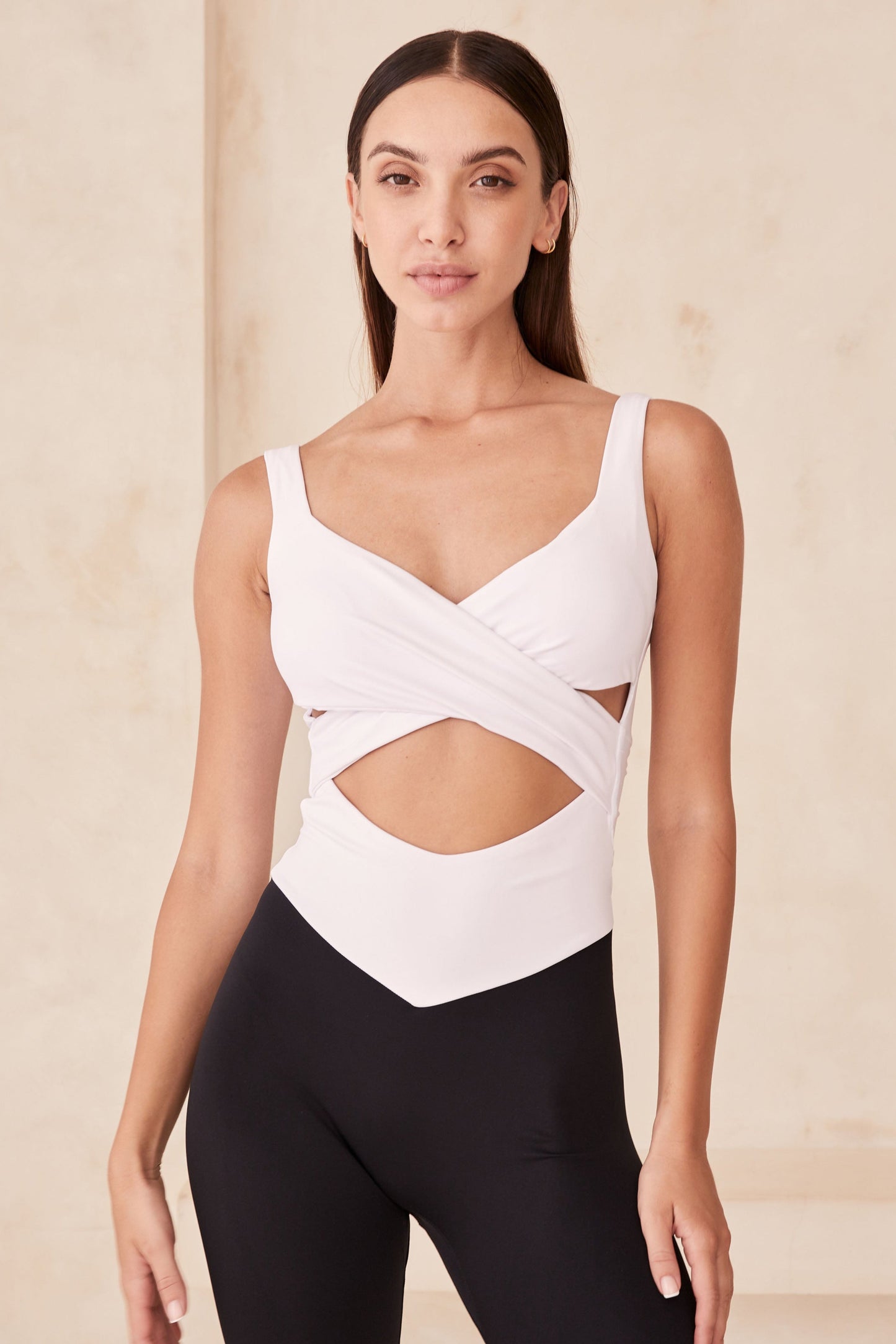 Idallia Wrap Short Bodysuit - White/Black