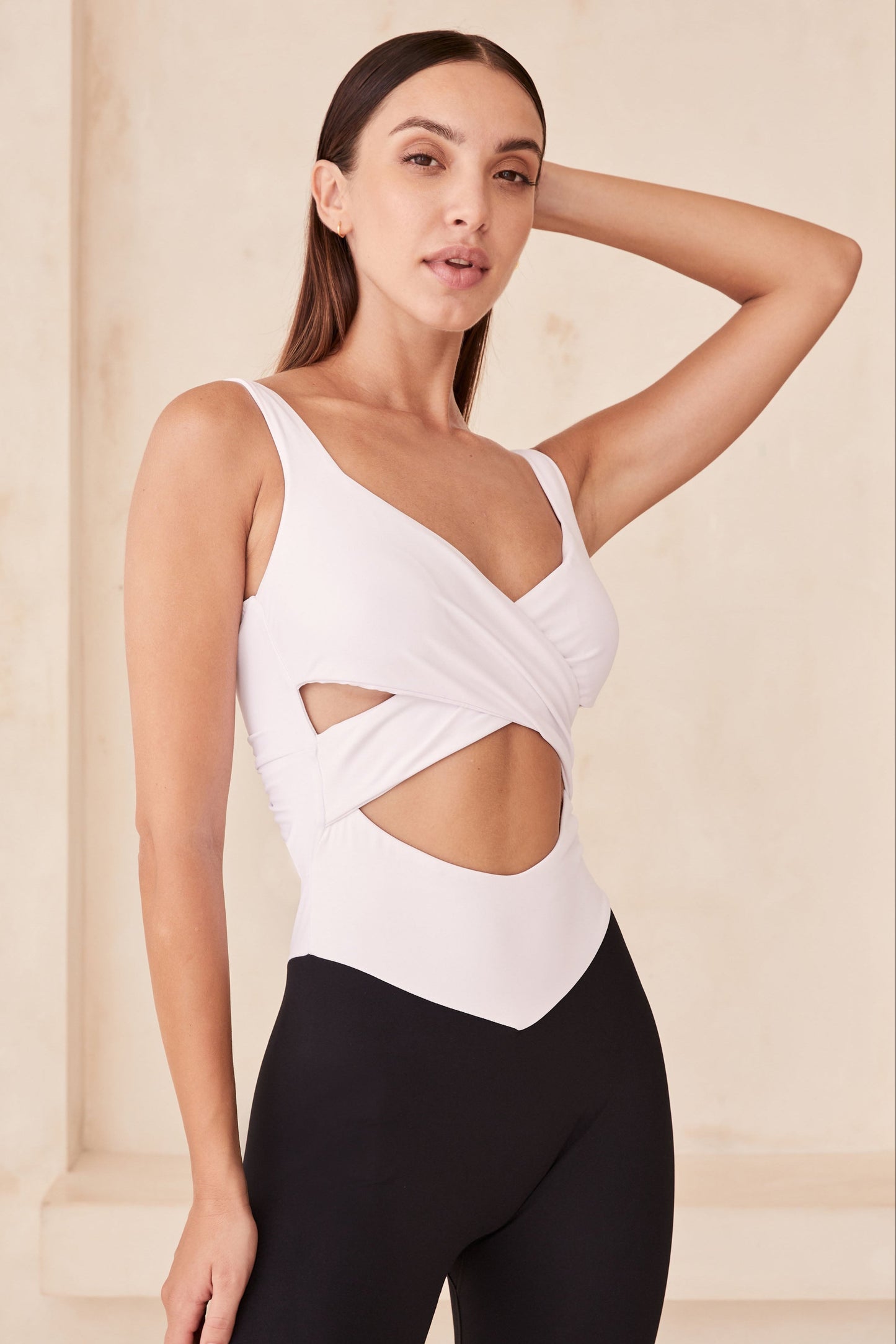 Idallia Wrap Short Bodysuit - White/Black