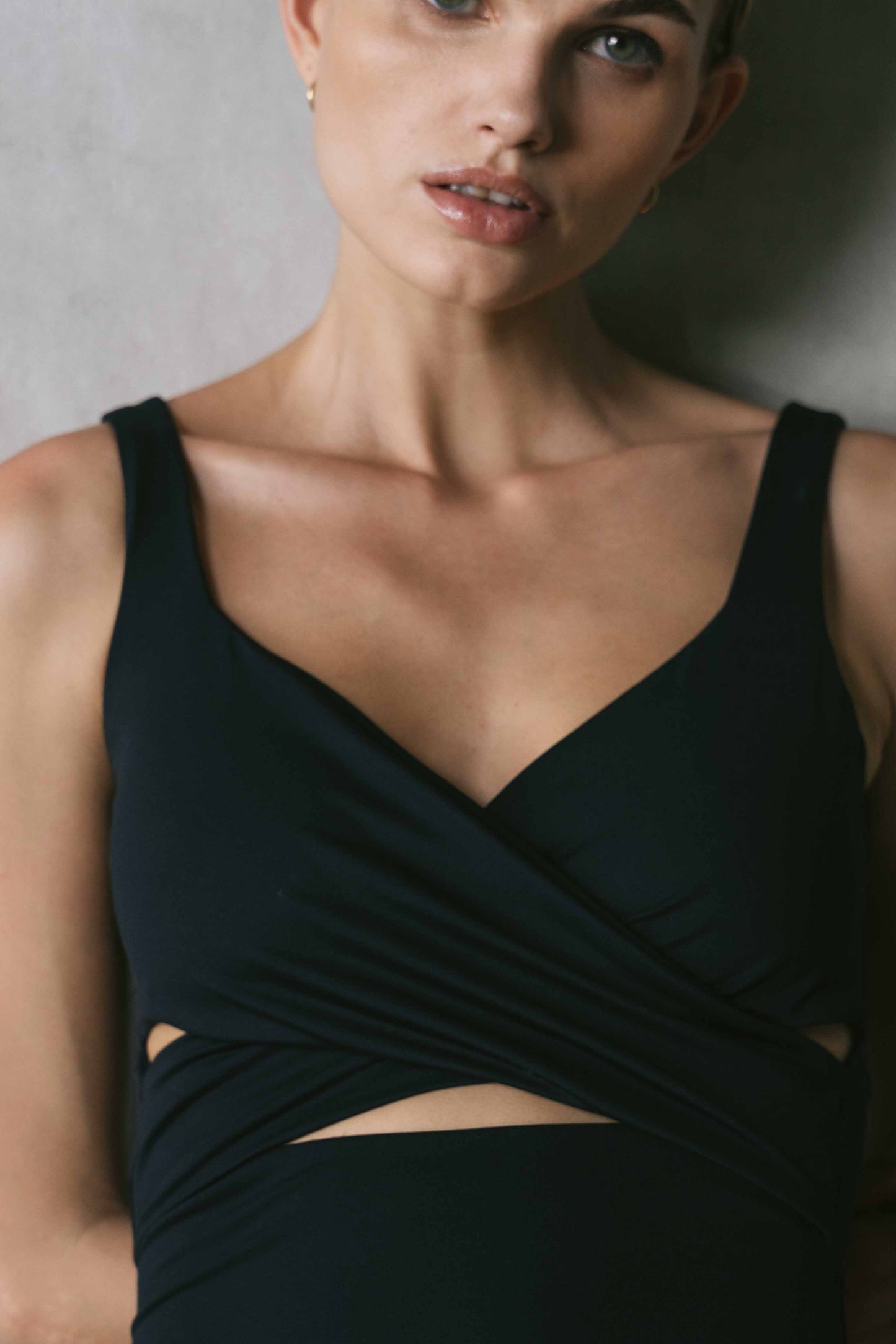 Idallia Wrap Short Bodysuit - Black
