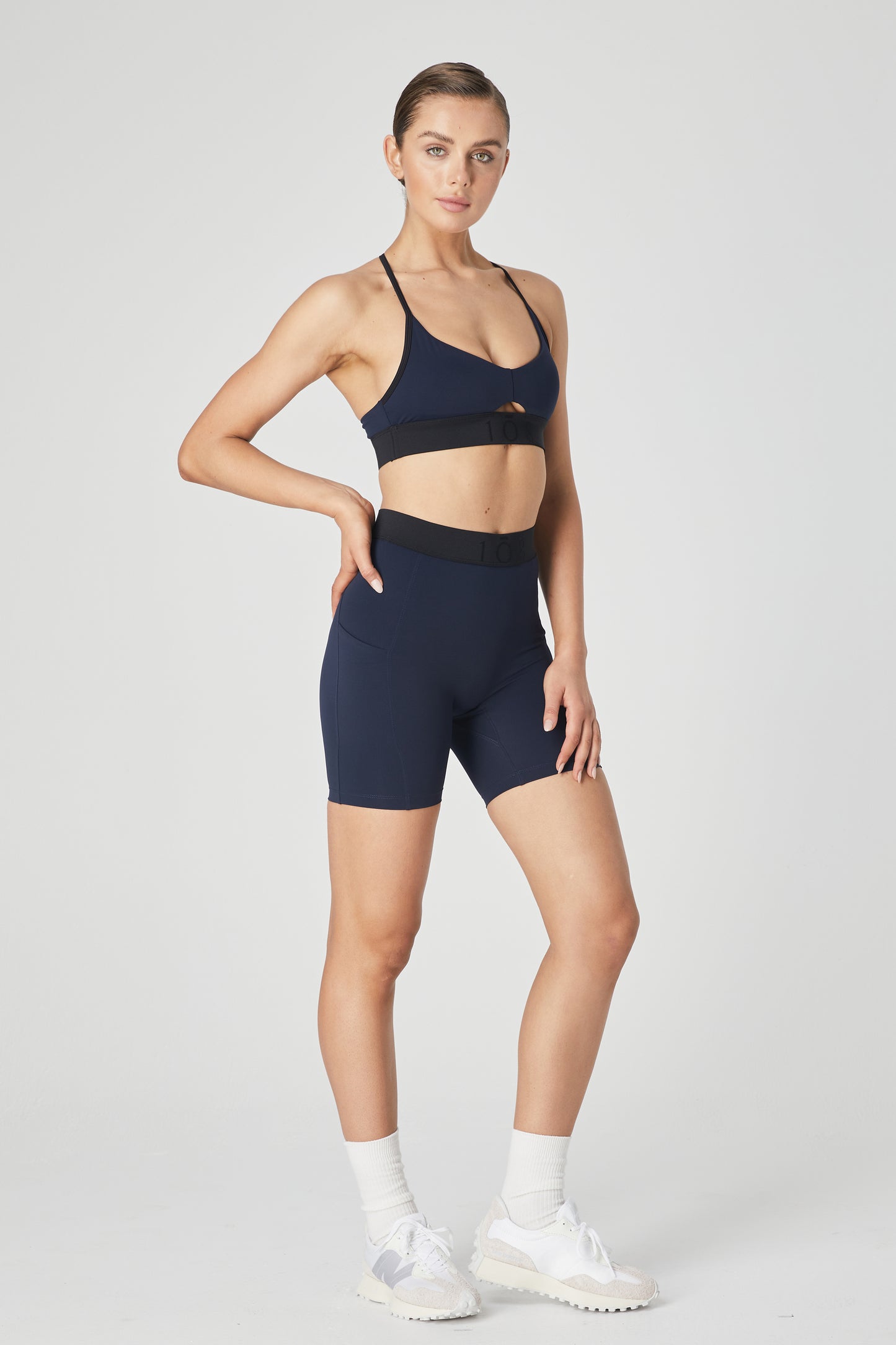 Iona High Rise Jacquard Bike Shorts - Navy/Black - 1Ō8 SPORTIF