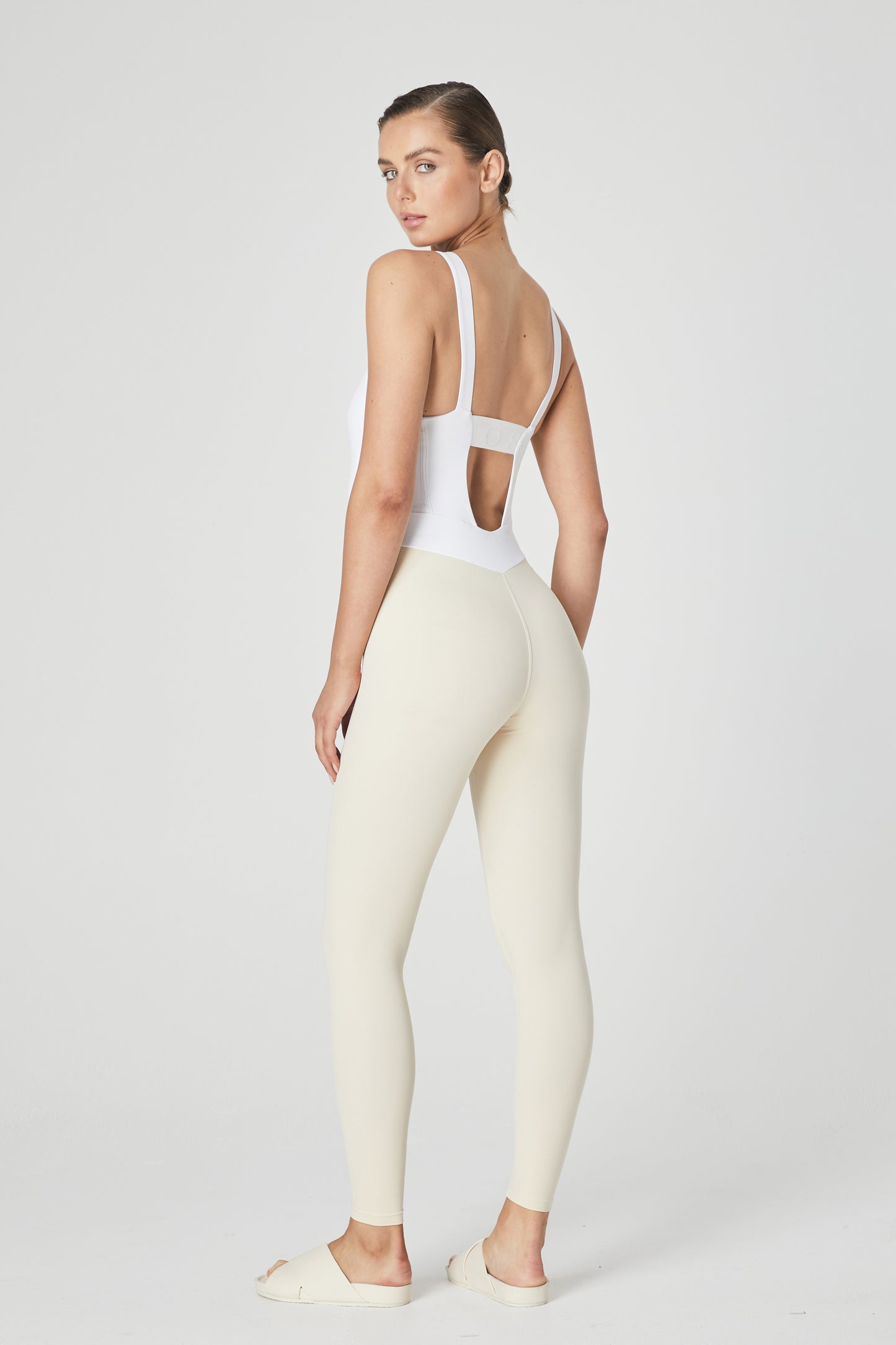 Ithaca Bustier Bodysuit - White/Sand - 1Ō8 SPORTIF