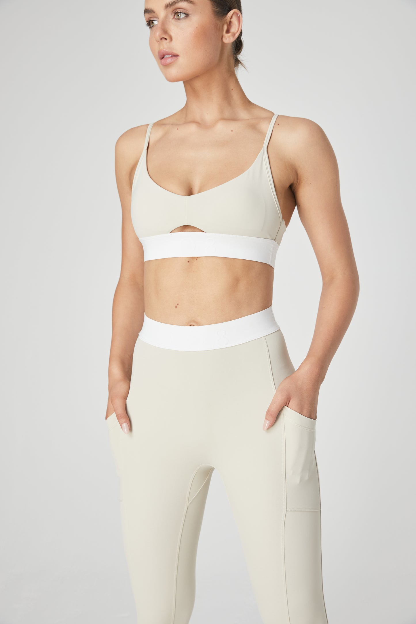 Iona High Rise Jacquard Leggings - Sand/White - 1Ō8 SPORTIF