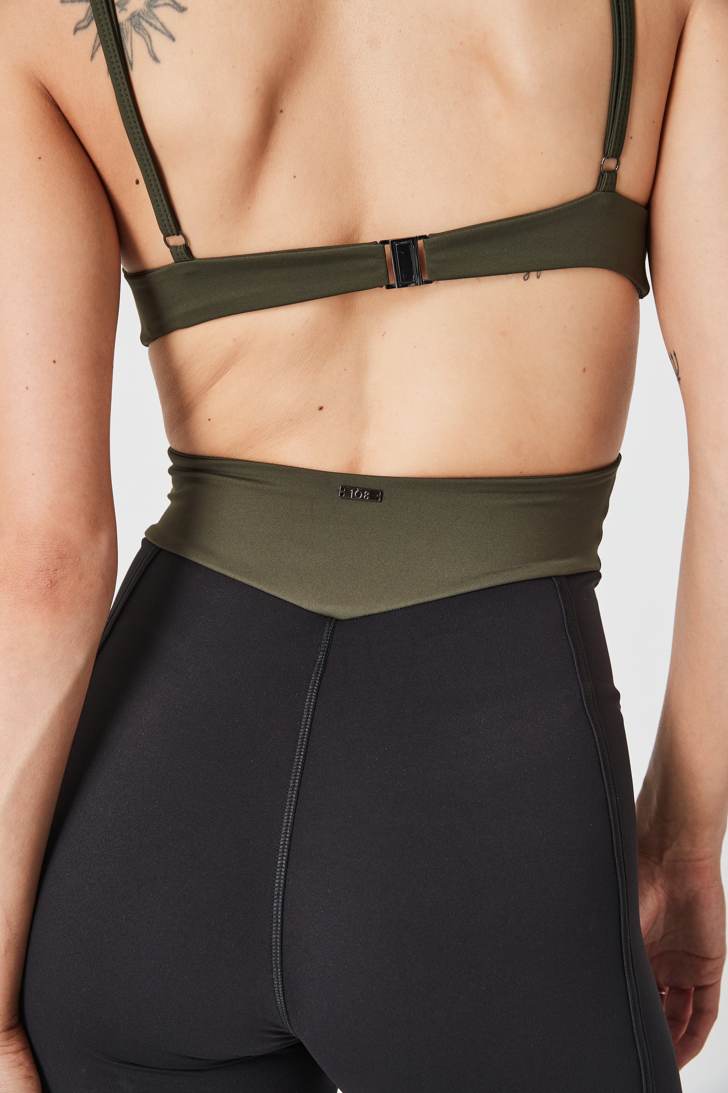 Sample Myra Cutout Bodysuit - Khaki/Matte Black