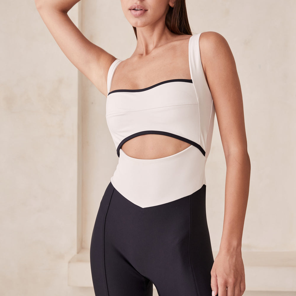 
                      
                        Sample Capri Cutout Bodysuit - Ivory/Black
                      
                    