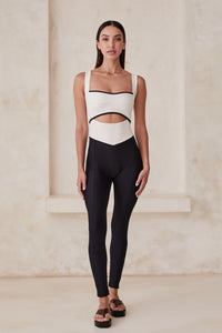 Sample Capri Cutout Bodysuit - Ivory/Black