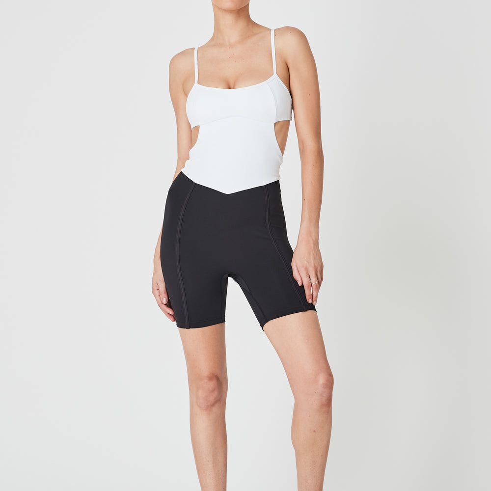 Sample Myra Cutout Bodysuit - White/Matte Black