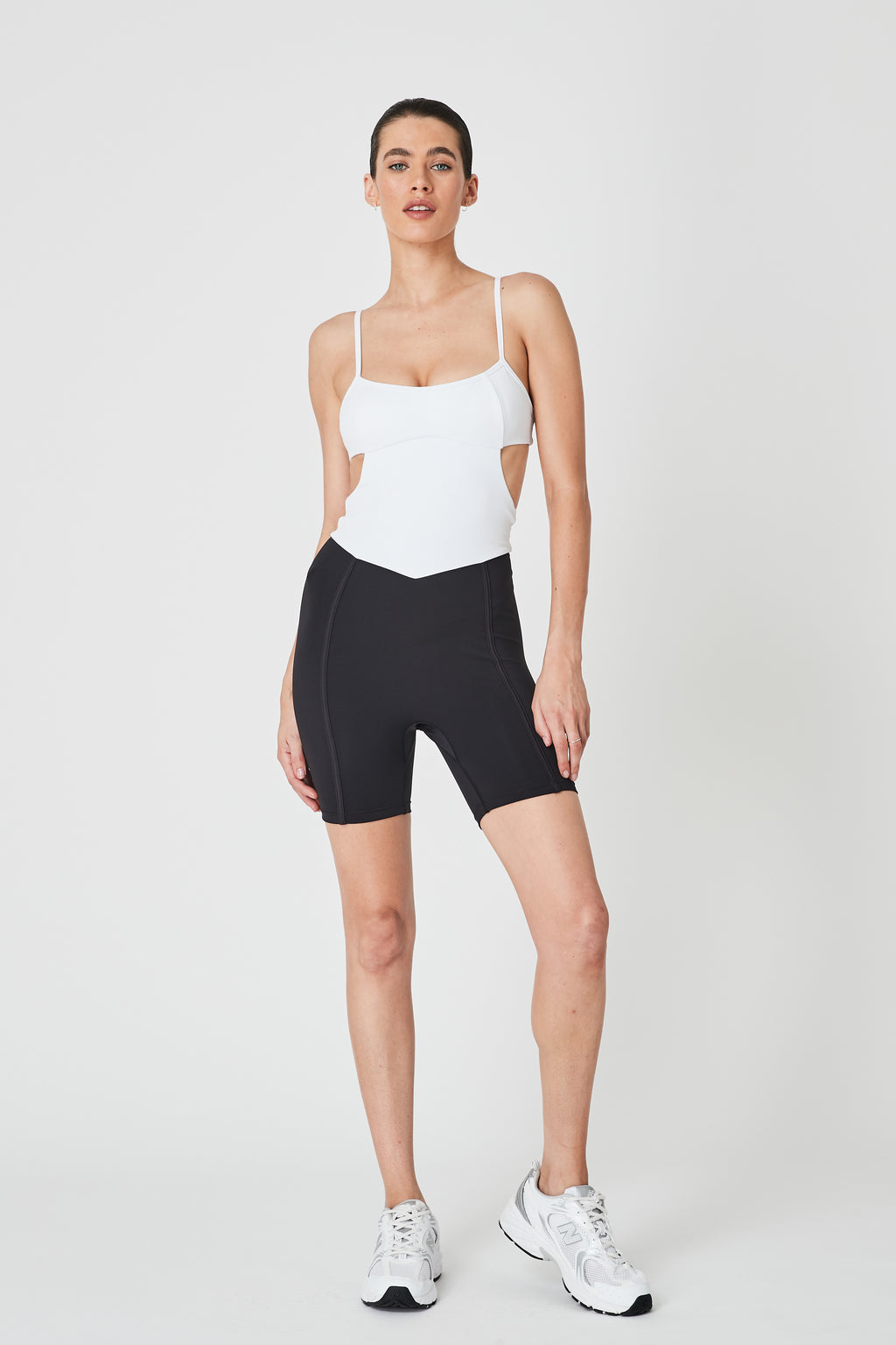 Sample Myra Cutout Bodysuit - White/Matte Black