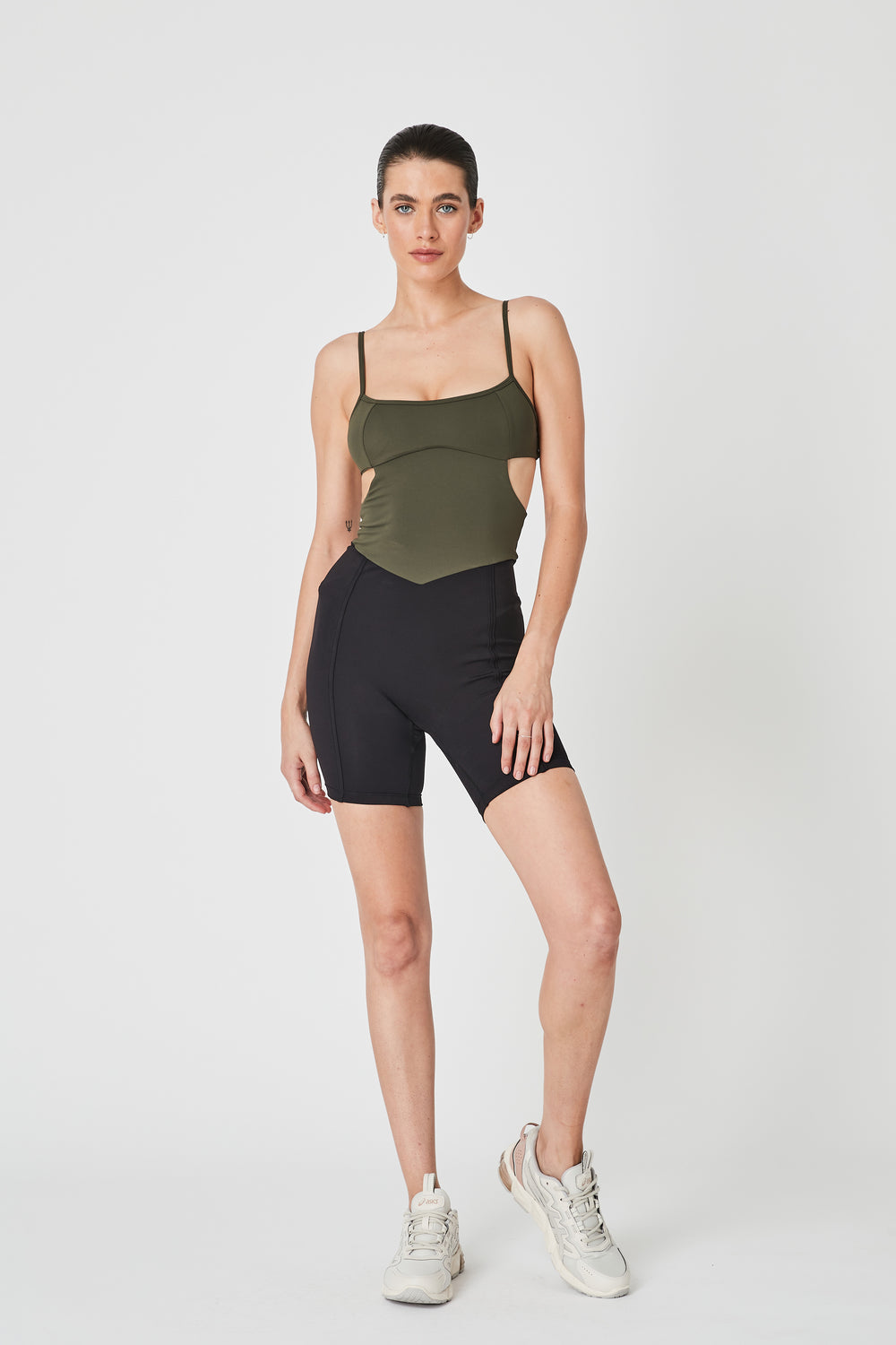 Sample Myra Cutout Bodysuit - Khaki/Matte Black