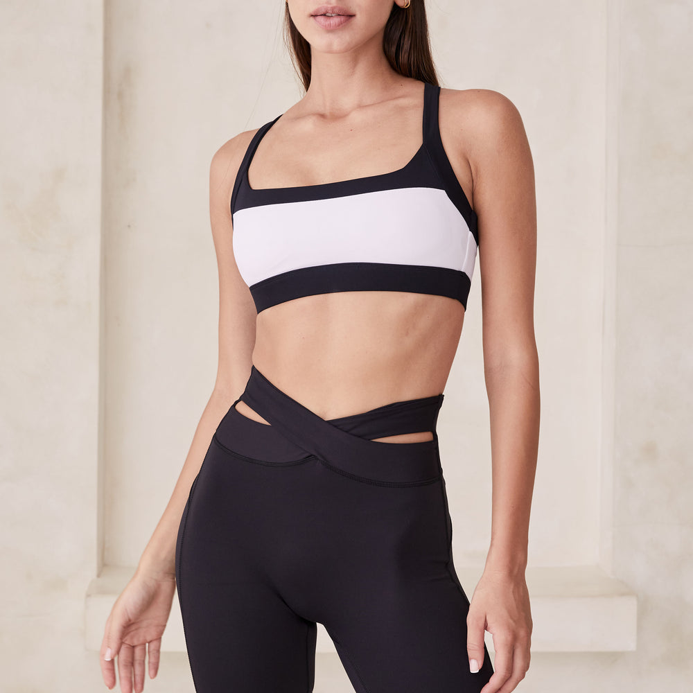 Kaia Square Neck Crop - White/Black