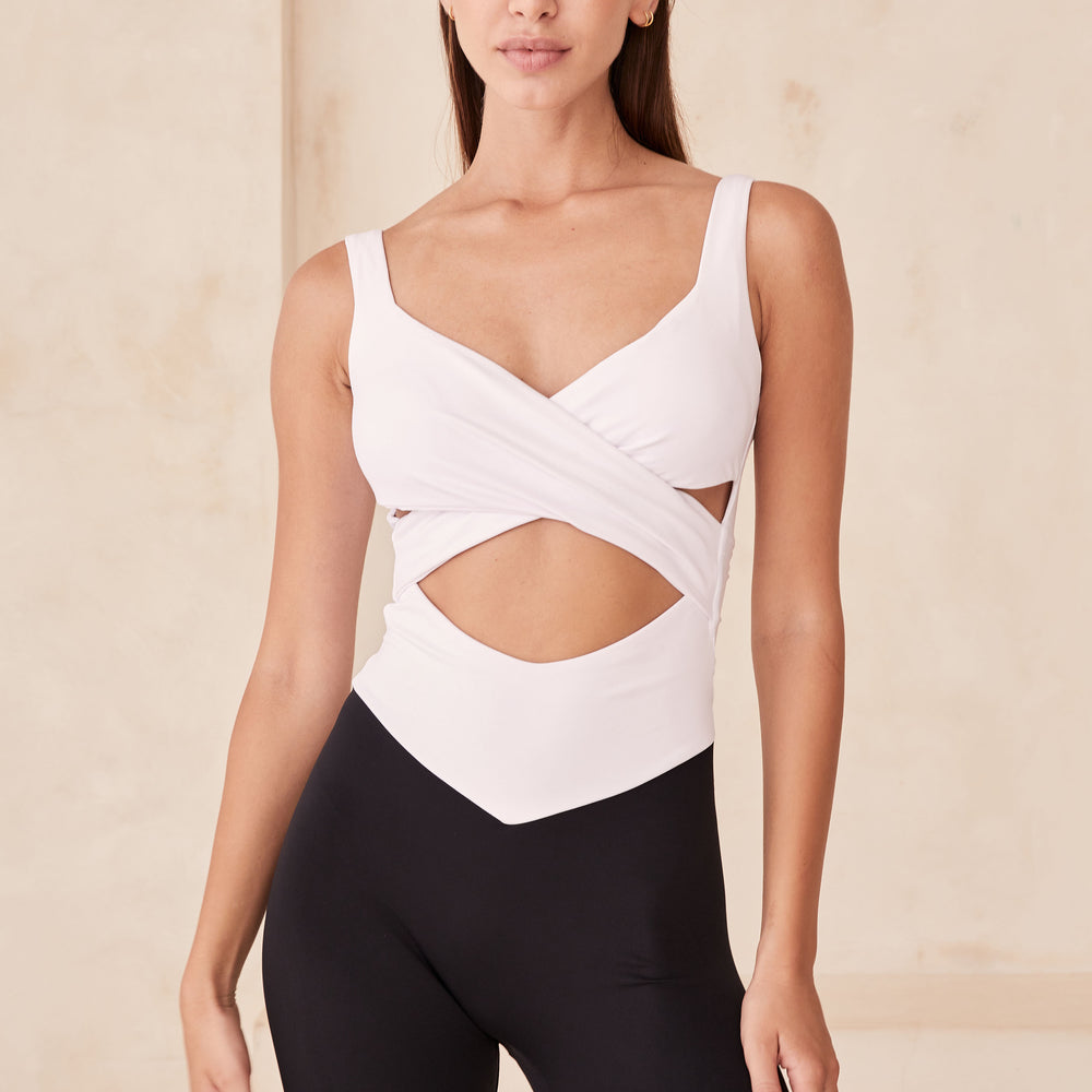 
                      
                        Idallia Wrap Bodysuit - White/Black
                      
                    