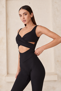 Idallia Wrap Bodysuit - Black