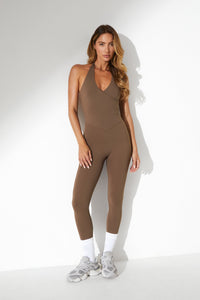 Helsa Halter Neck Bodysuit - Mocha