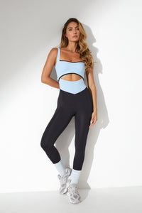 Capri Cutout Bodysuit - Baby Blue/Black