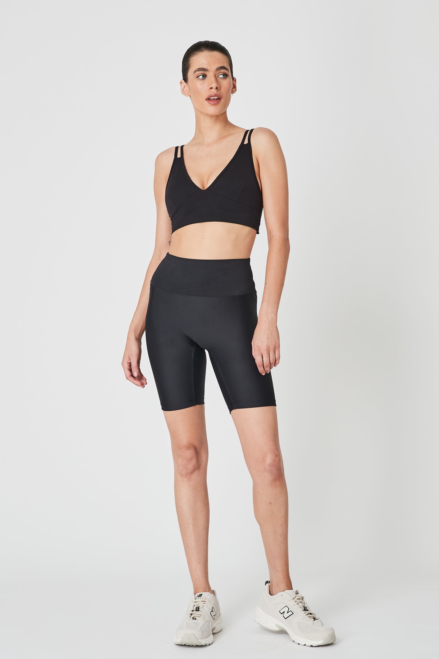 Aude Cutout V-Neck Sports Bra - Matte Black