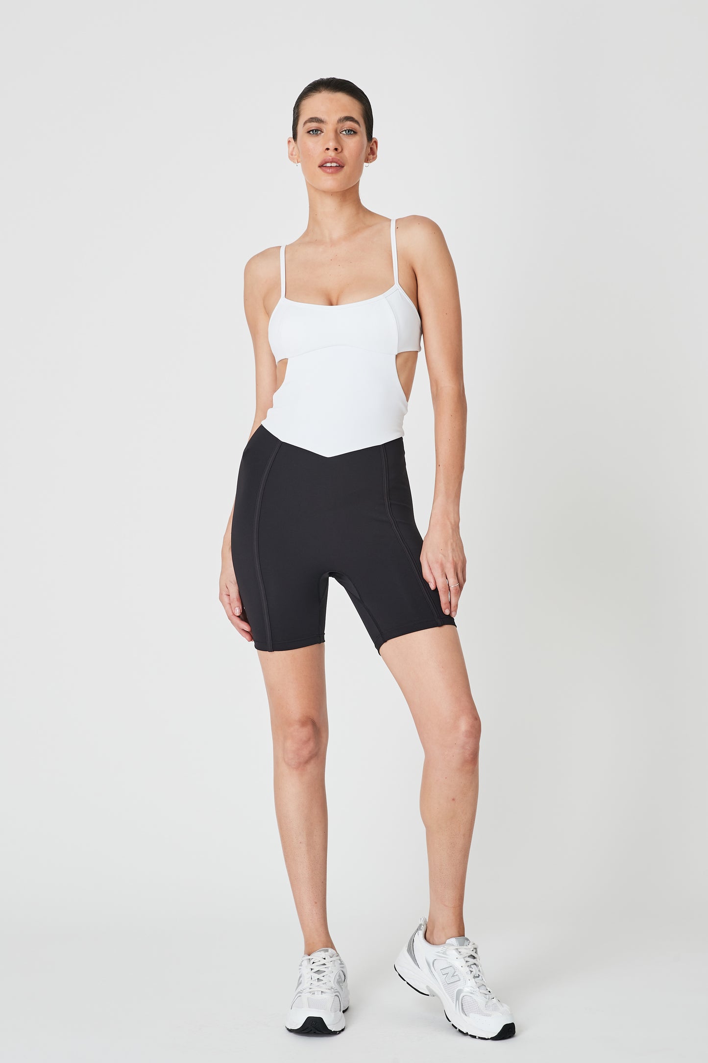 Myra Cutout Bodysuit - White/Matte Black