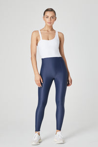 Amélie Asymmetric Bodysuit - White/Ocean Blue - 1Ō8 SPORTIF