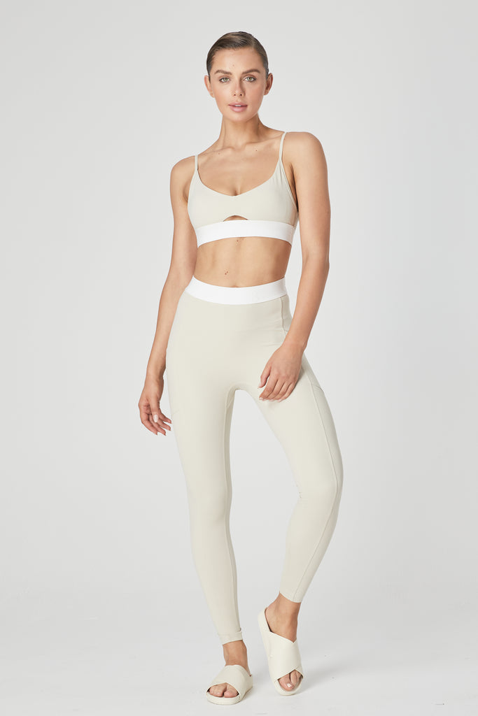 Iona High Rise Jacquard Leggings - Sand/White - 1Ō8 SPORTIF